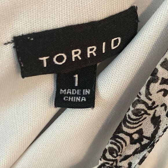Torrid Sz 1X Black White Skinny Straps Back Tie Flowy Lined Maxi Summer Dress - Picture 10 of 12